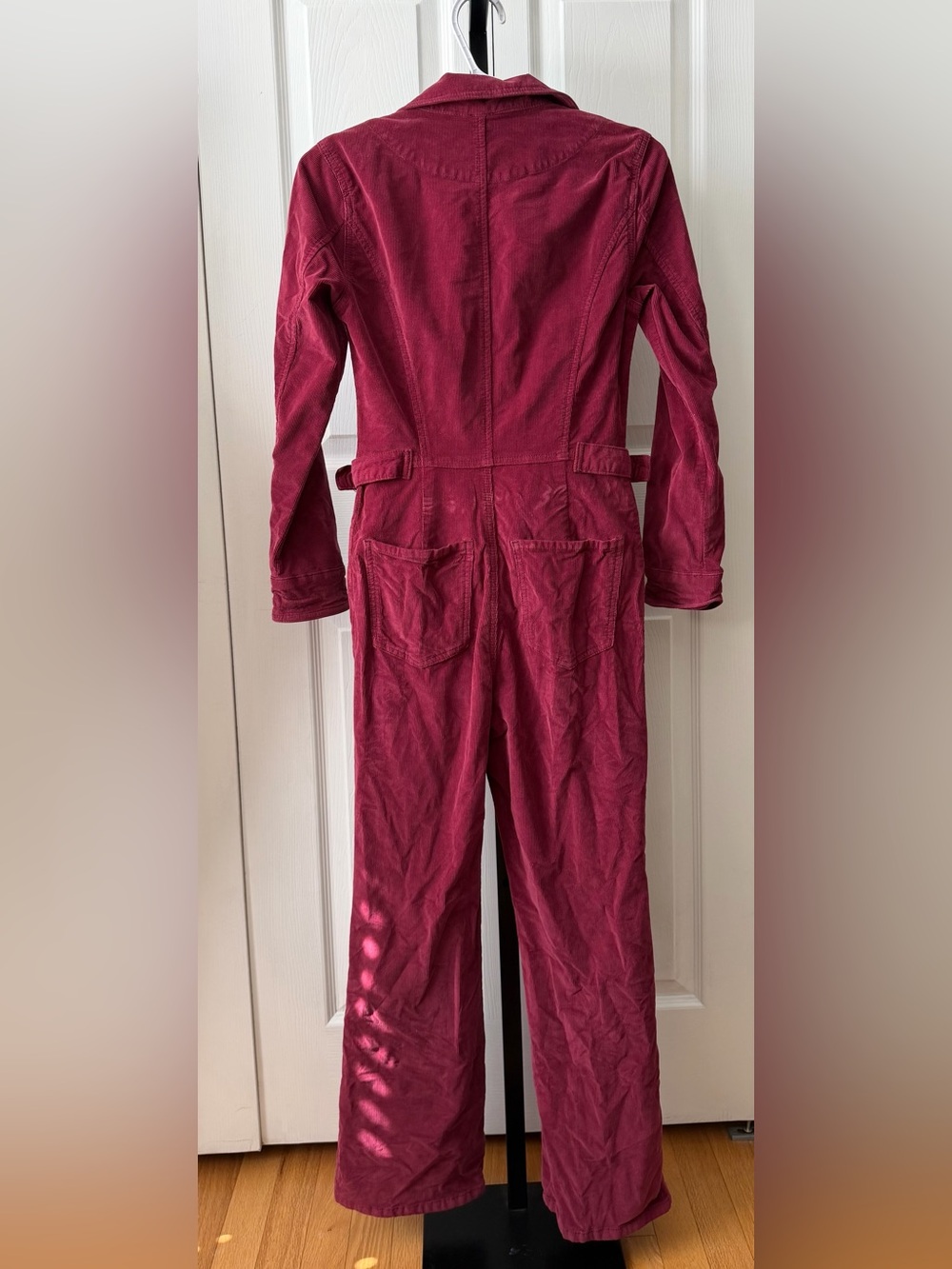 Free People Corduroy Zip-Front Jumpsuit in Burgundy - Picture 8 of 13